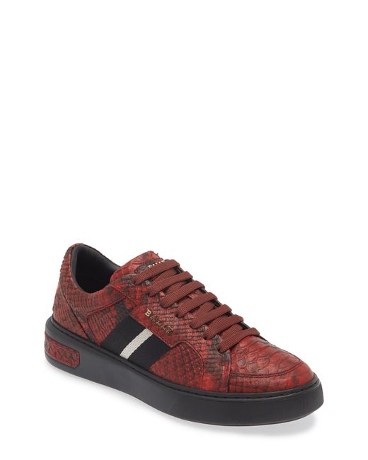 Bally Red Marell Snakeskin Embossed Leather Sneaker for men