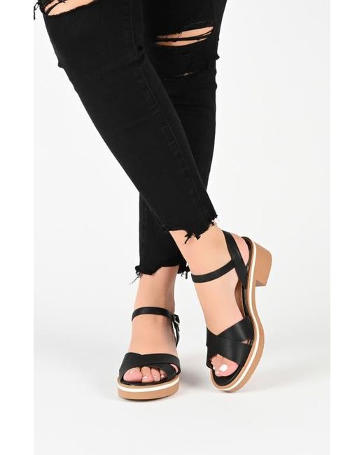 Journee Collection Black Hilaree Block Heel Sandal