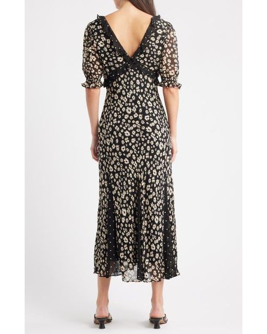Rails Black Annmarie Floral Ruffle Trim Maxi Dress