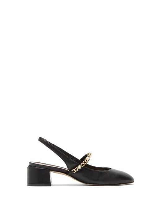 Stuart Weitzman Black Pearl Chain Slingback Strap