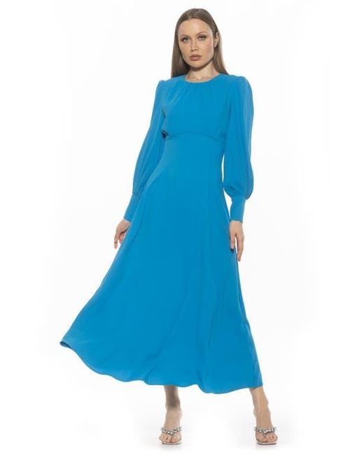 Alexia Admor Blue Yesenia Long Sleeve Empire Waist Maxi Dress