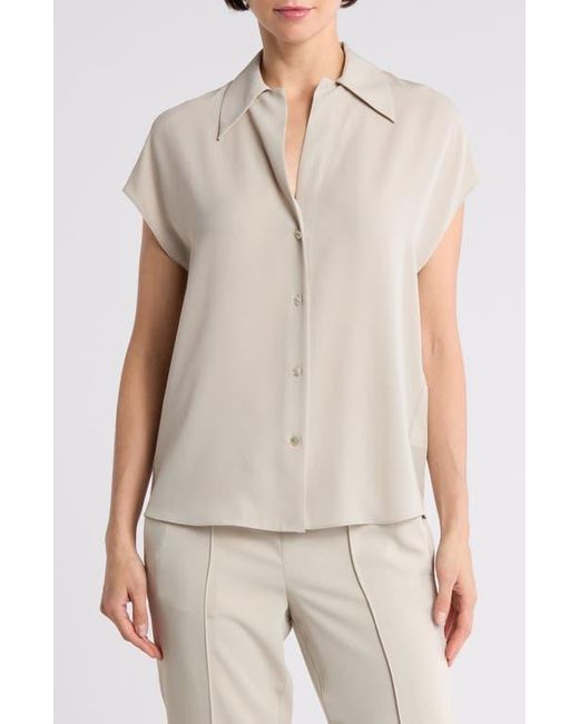 Vince Natural Cap Sleeve Button Front Top