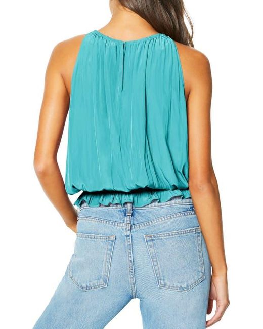 Ramy Brook Blue Lauren Smock Waist Sleeveless Top