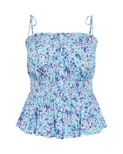 City Chic Blue Lyla Floral Tie Strap Peplum Tank