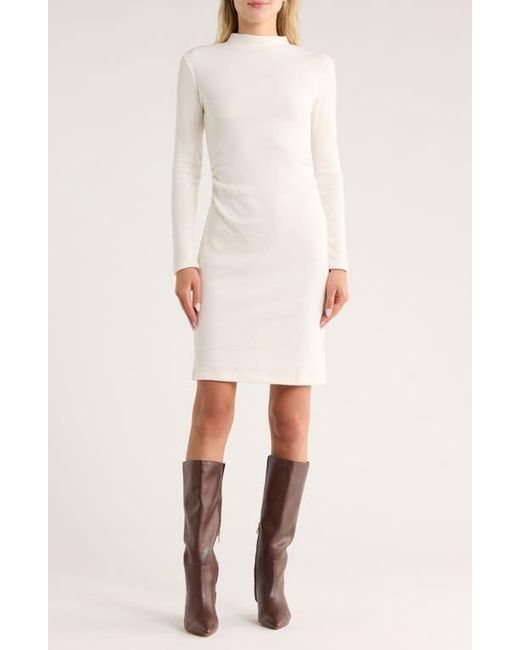 French Connection Natural Long Sleeve Ruched A-Line Dress