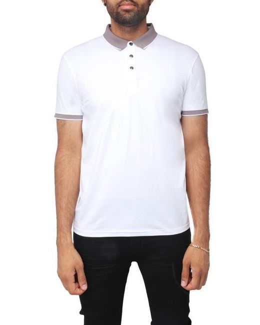 Xray Jeans White Pipe Trim Knit Polo Shirt for men