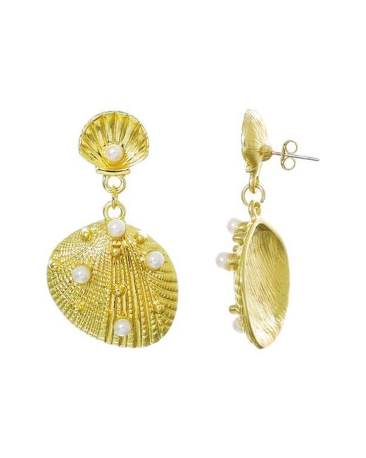 Adornia Metallic Shell Drop Earrings