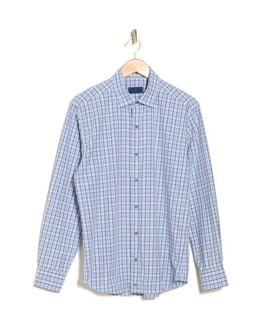 David Donahue Blue Casual Plaid Cotton Poplin Button-down Shirt for men