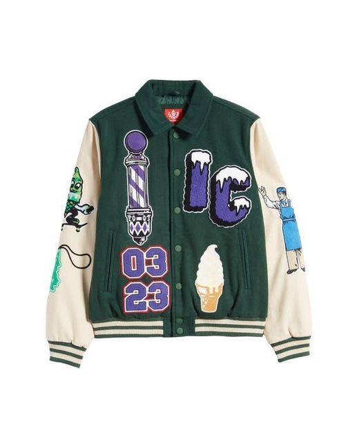 ICECREAM Dollar Sign Varsity Jacket in Green for Men | Lyst