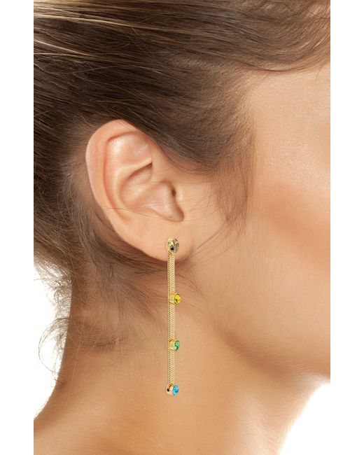 Kurt Geiger White Rainbow Crystal Snake Chain Linear Earrings