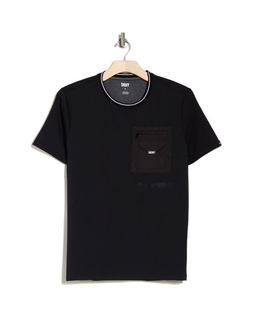 DKNY Black Daley Woven Pocket T-shirt for men