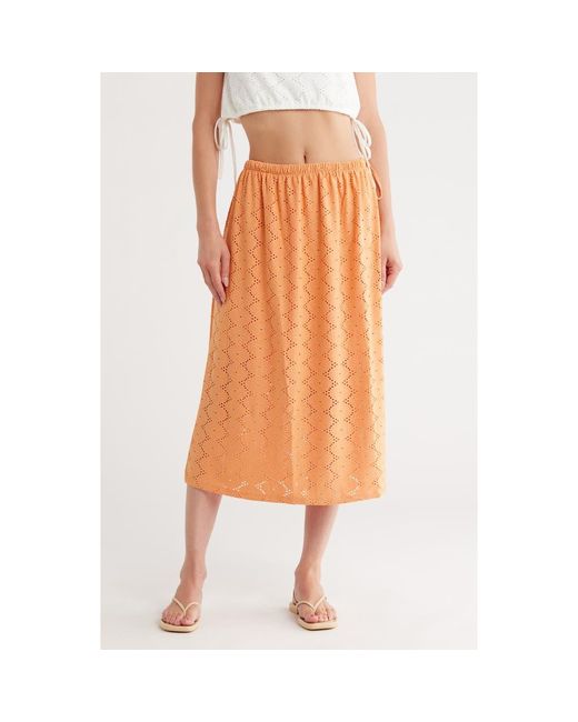 Vero Moda Orange Kim Eyelet Maxi Skirt