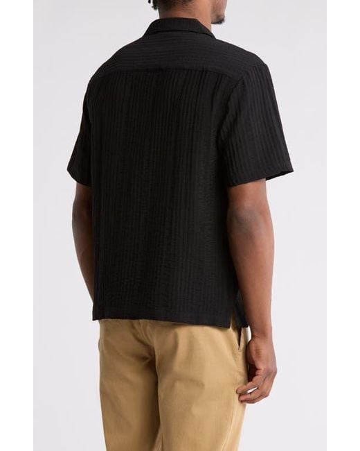Cactus Man Black Relax Texture Short Sleeve Camp Shirt for men