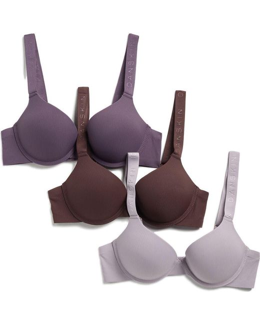 Danskin Purple Assorted 3-Pack Rib Microfiber Bras
