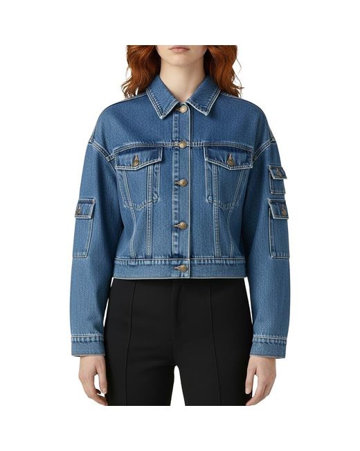 Bebe Blue The Cargo Crop Denim Jacket