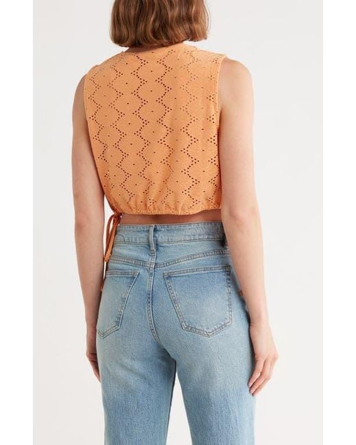 Vero Moda Orange Kim Eyelet Sleeveless Crop Top