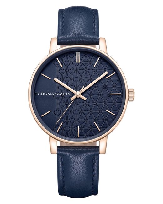 BCBGMAXAZRIA Blue Classic Leather Strap Watch