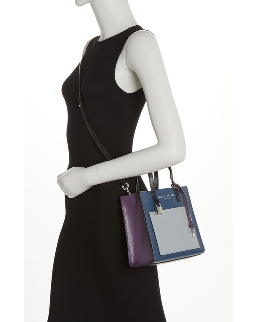 Marc Jacobs Mini Grind Colorblock Leather Tote Bag In Azure Blue Multi
