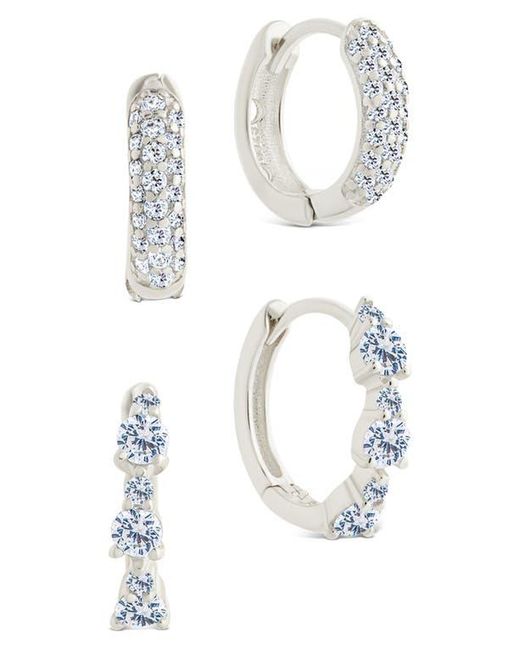 Sterling Forever White Set Of 2 Lioren Cubic Zirconia Hoop Earrings