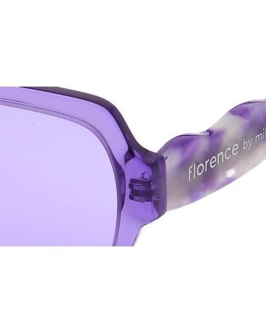 Florence By Mills Purple 55Mm Rectangular Sunglasses