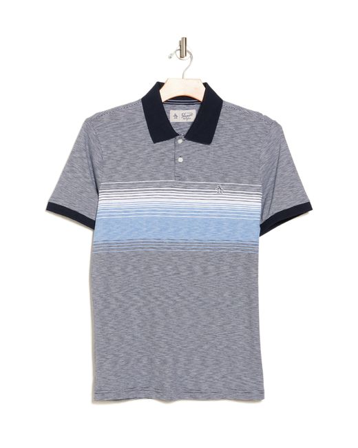 Original Penguin Blue Stripe Cotton Polo Shirt for men