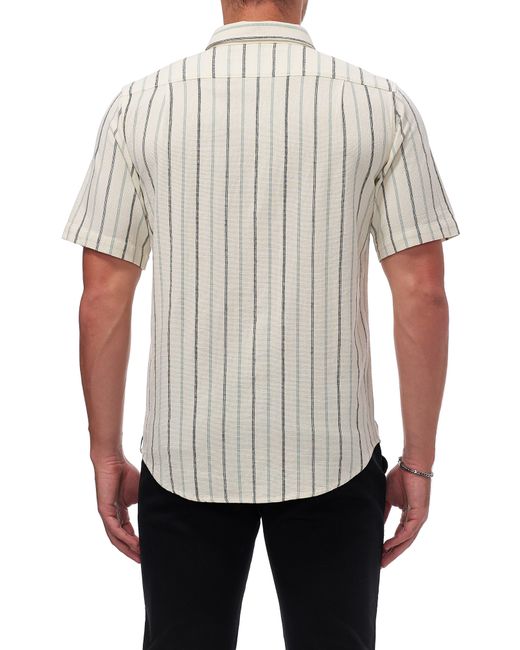 Ezekiel White Hollow Short Sleeve Button-up Cotton Shirt for men