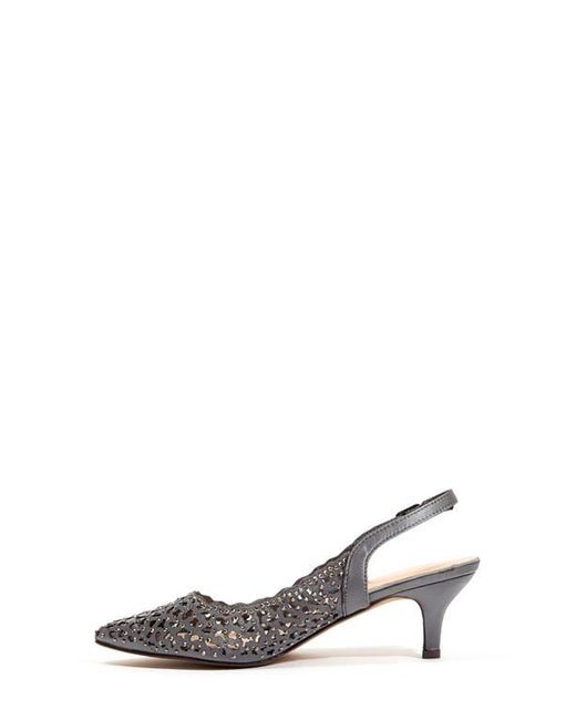 Lady Couture Metallic Rhinestone Laser Cut Slingback Pump