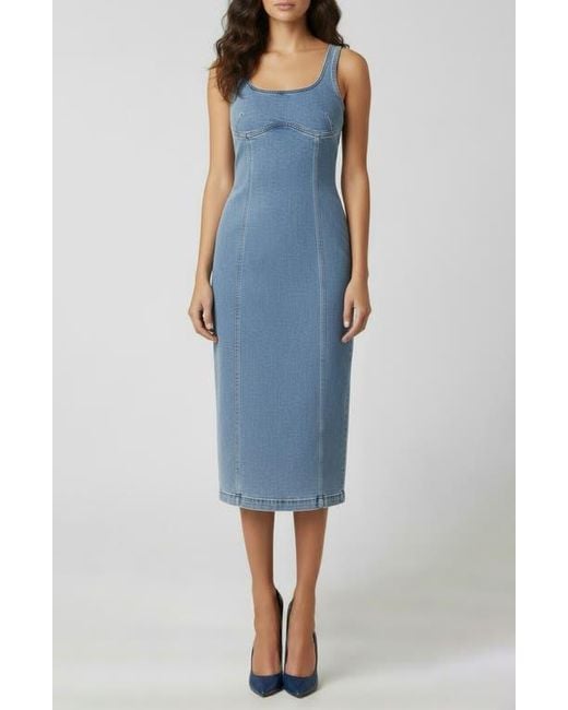 Bebe Blue The Slim Denim Midi Dress
