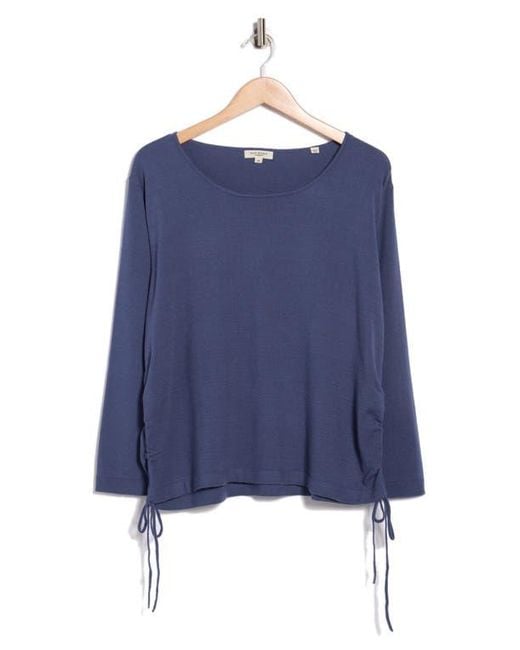 Max Studio Blue Cinching Side Tie Pullover Sweater