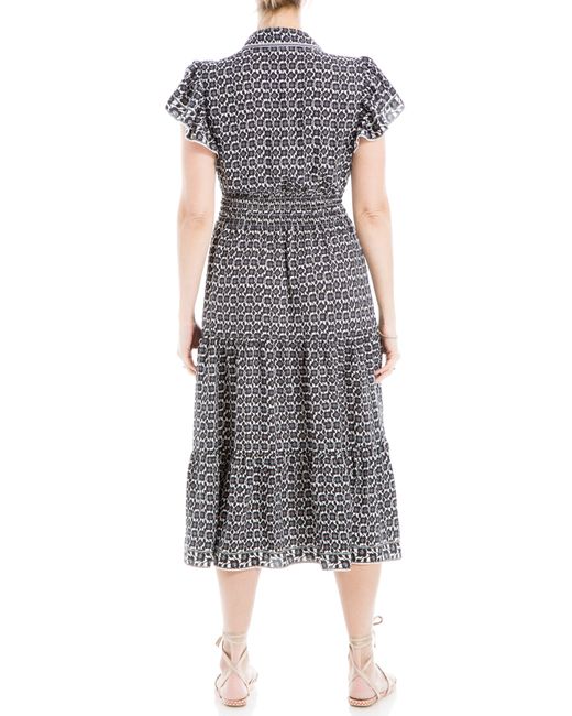 Max Studio Gray Floral Tie Front Shirtdress