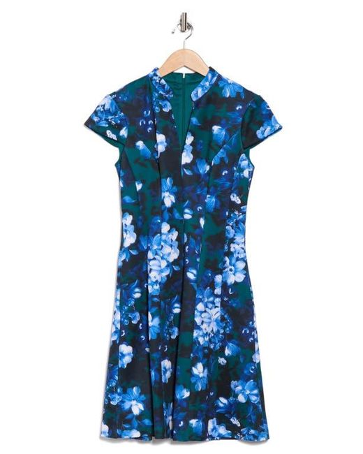 Vince Camuto Blue Cap Sleeve Scuba Dress