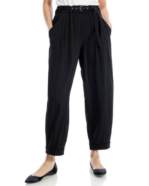Max Studio Blue Easy Twill Belted Barrel Pants