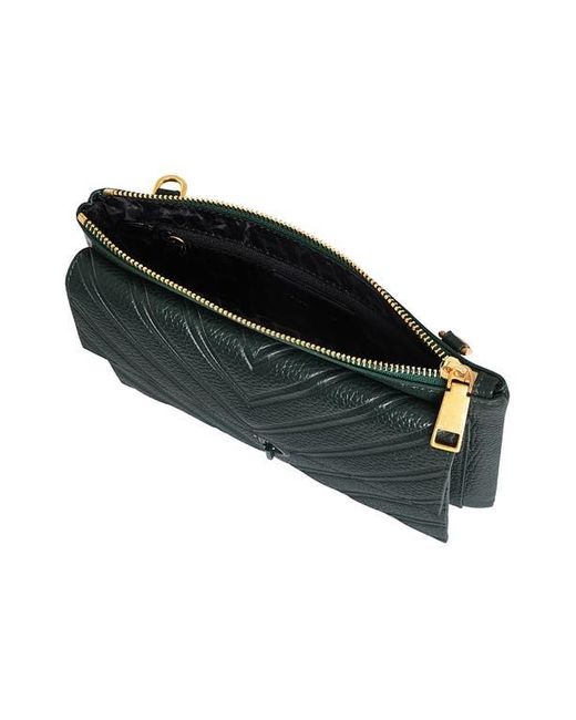 Rebecca Minkoff Green Edie Chevron Embossed Leather Top Zip Crossbody Bag