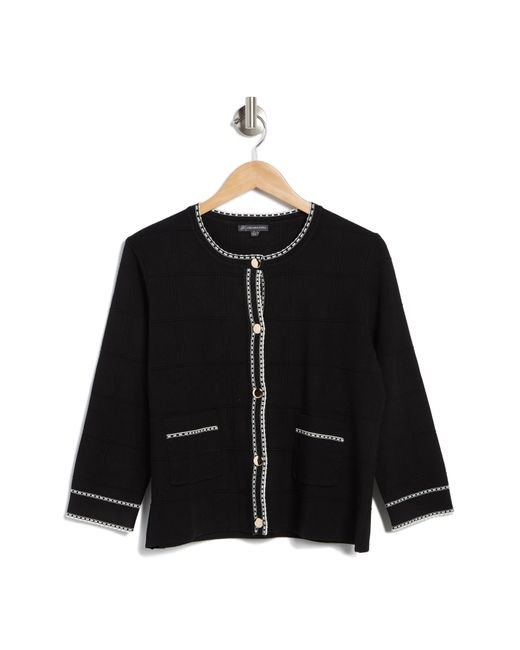 Adrianna Papell Tipped Button Front Cardigan in Black Lyst