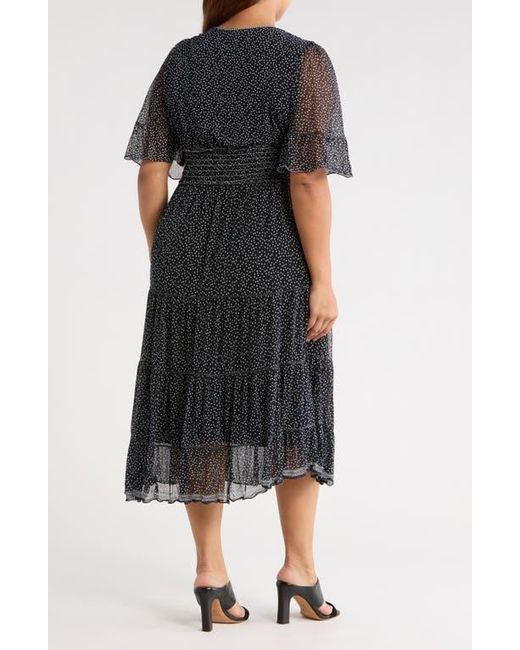 Max Studio Black Smocked Waist Mesh Dress