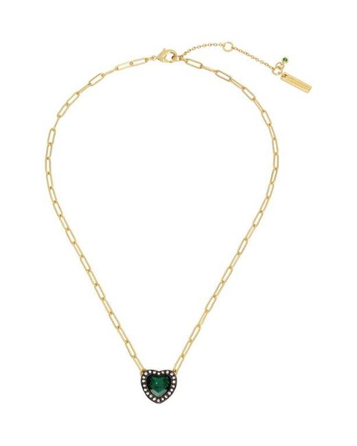 Kurt Geiger Green Heart Halo Pendant Necklace