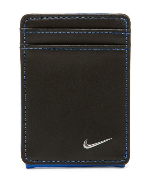 Nike Blue Leather Block Front Pocket Wallet for men