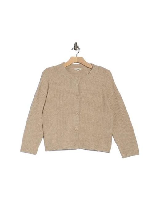 Max Studio Natural Waffle Button Front Cardigan