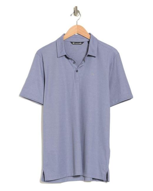 Travis Mathew Blue Heathered Knit Polo Shirt for men