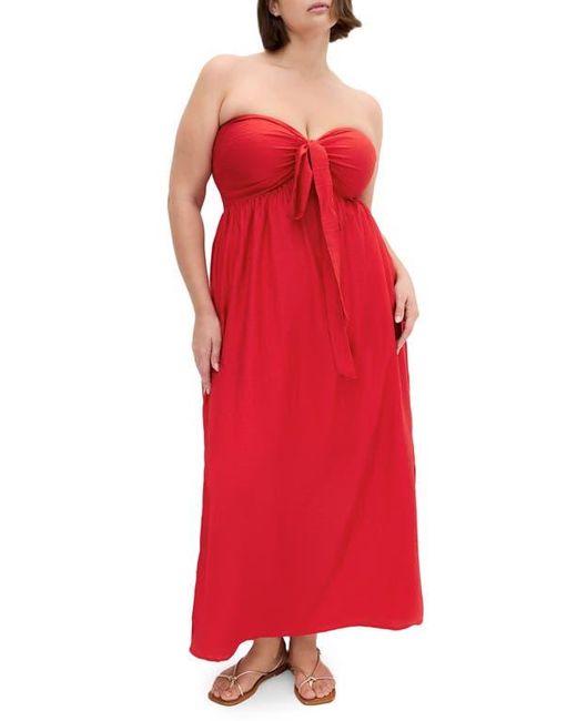City Chic Red Peta Serene Convertible Strapless Maxi Dress