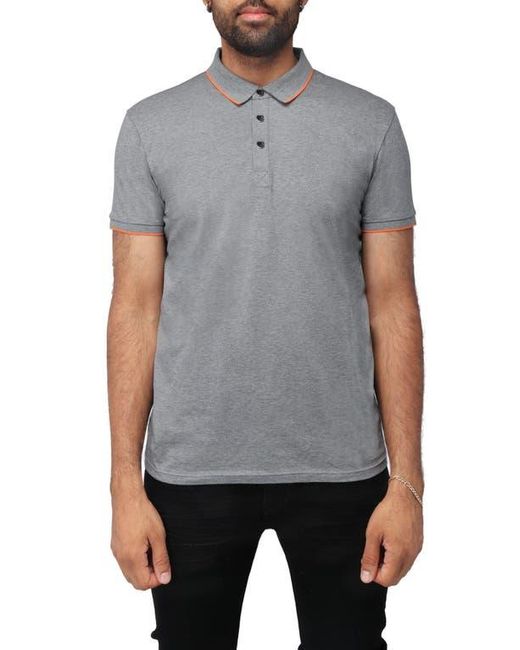 Xray Jeans Gray Pipe Trim Cotton Knit Polo for men
