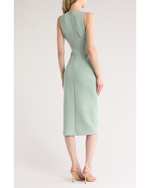 Calvin Klein Green Zipper Trim Sleeveless Midi Sheath Dress
