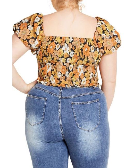 City Chic Blue Naomi Smocked Off The Shoulder Top