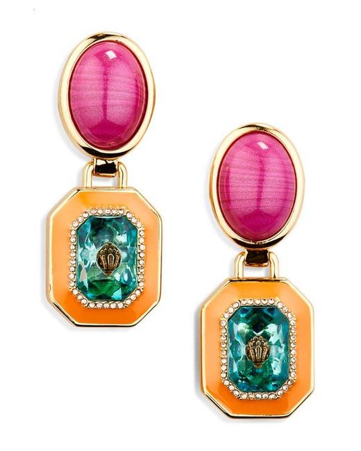 Kurt Geiger Pink Eagle's Head Faux Stone & Enamel Drop Earrings