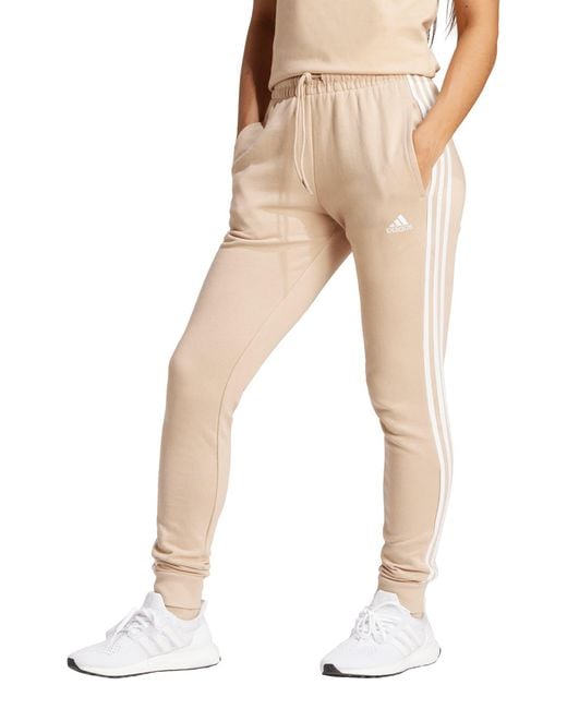 adidas 3-stripes Pocket French Terry Joggers in Natural