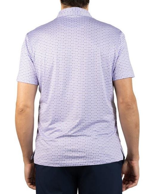 Tailorbyrd Blue Nested Diamond Print Performance Polo for men