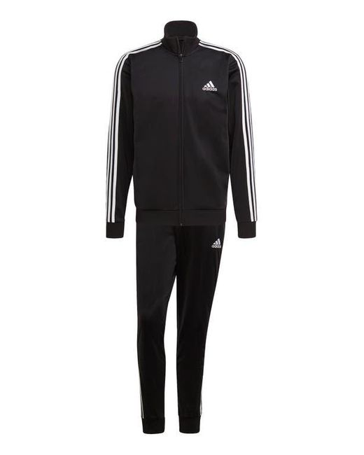 Adidas Black Essentials 3-Stripes Track Jacket & Pants Set for men