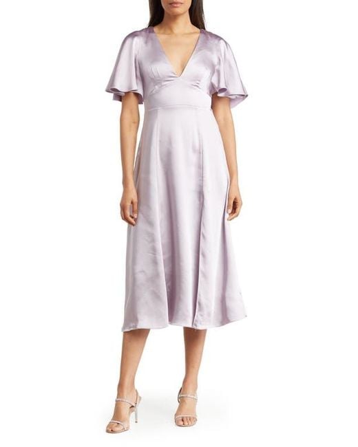 Ted Baker Purple Immie Cape Sleeve Satin Dress