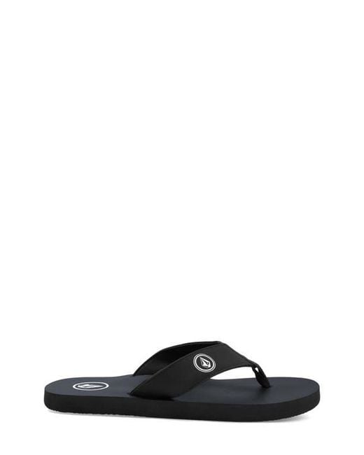 Volcom Black Vocation Leather Flip Flops for men