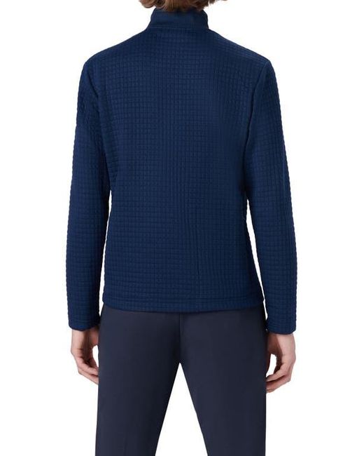 Bugatchi Blue Waffle Knit Quarter Zip Pullover for men